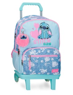 MOCHILA ADAP. 44CM 2C. C/CARRO. STITCH HEARTS